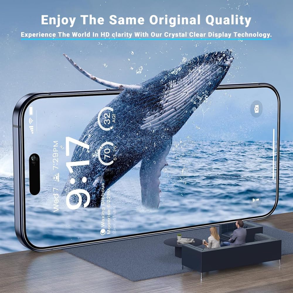 Paquete de 3 protectores de pantalla y 3 protectores de cámara para iPhone 15 Pro, protector de pantalla de vidrio templado resistente a los