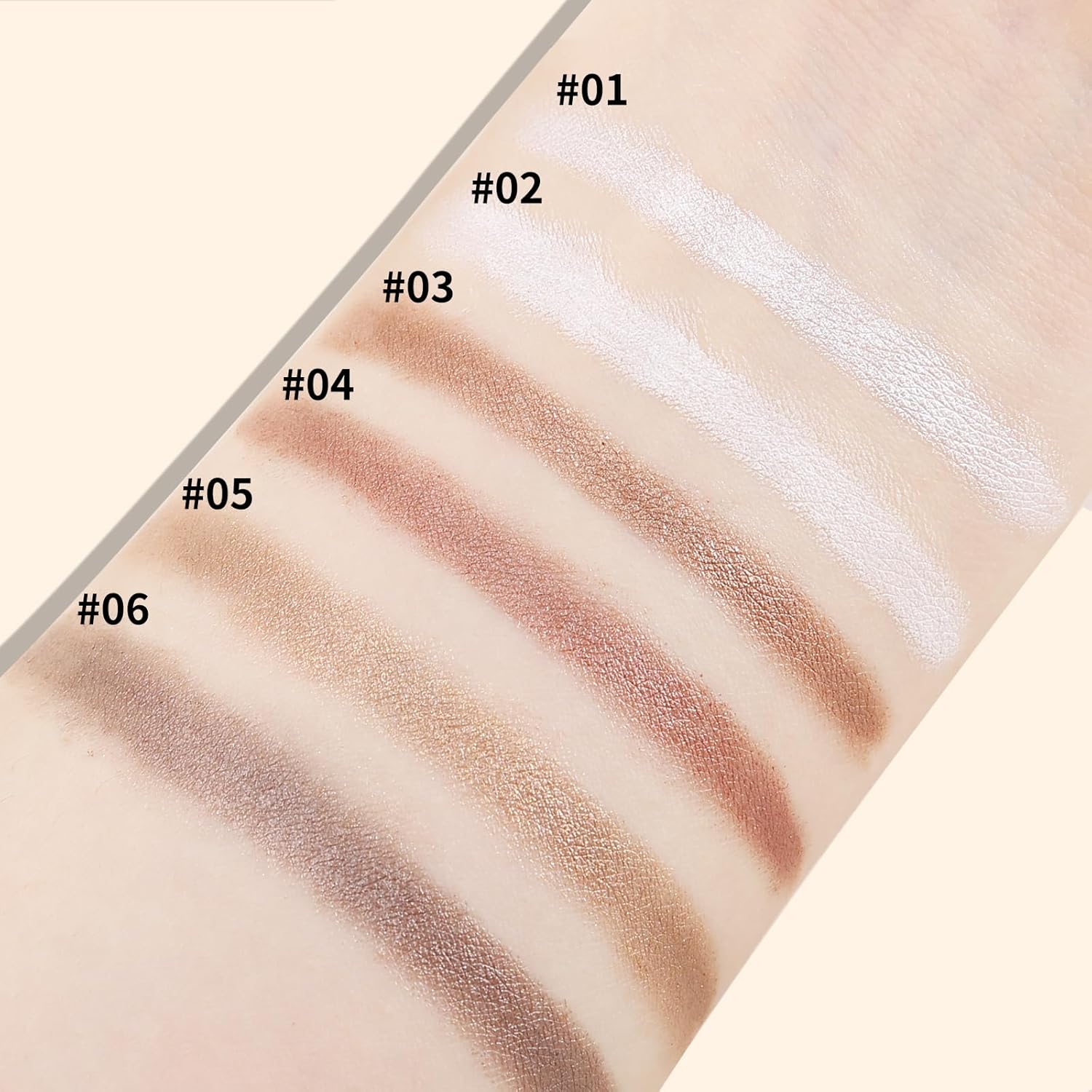 Boobeen Sombras de ojos metálicas con purpurina, lápiz de sombra de ojos iluminador, tonos bronce de larga duración para un maquillaje de ojos