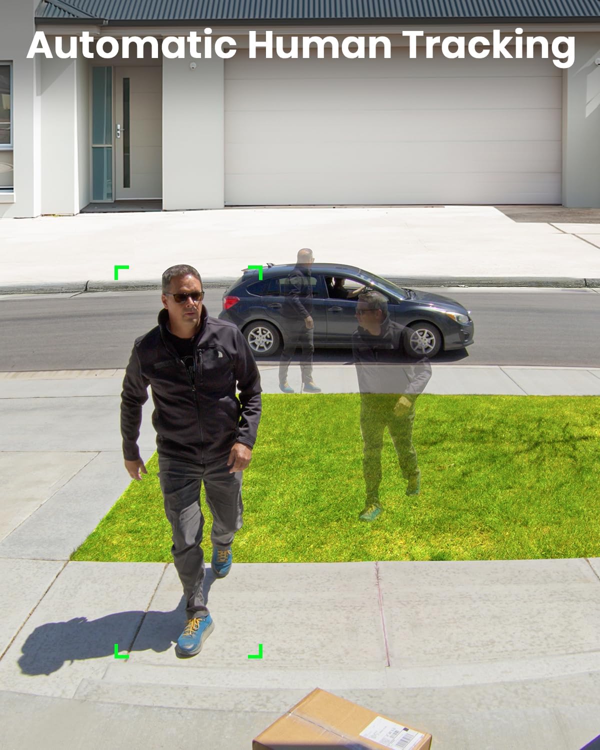Cámara solar de seguridad para exteriores – Cámaras de seguridad inalámbricas para exteriores con vista panorámica de 360, seguimiento automático