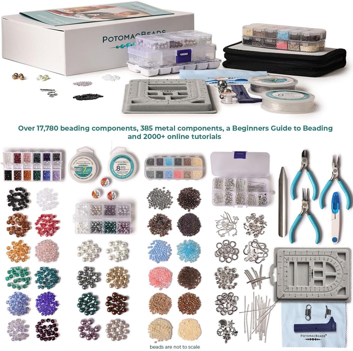 Kit de fabricación de joyas con cuentas más de 18,000 pulseras, collares y pendientes, crea joyas de bricolaje, todos los materiales esenciales para