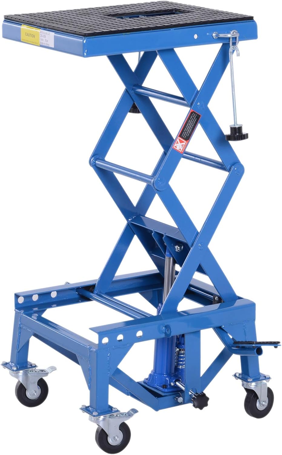 DURHAND Motocicleta hidráulica de 300 libras Scissor Jack Lift Foot Step Wheels para pequeñas motos de suciedad