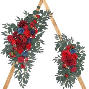 Yastouay Kit de flores de arco de boda, juego de 2 guirnaldas de flores artificiales de tamaño extendido de 35 pulgadas para decoración de boda de Yastouay Kit de flores de arco de boda, juego de 2 guirnaldas de flores artificiales de tamaño extendido de 35 pulgadas para decoración de boda de