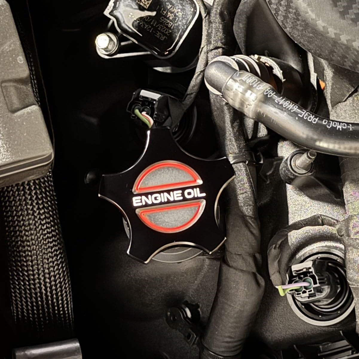 Tapa de llenado de aceite de motor de aluminio Billet para Ford Mustang GT&V6 2005-2017 anodizada