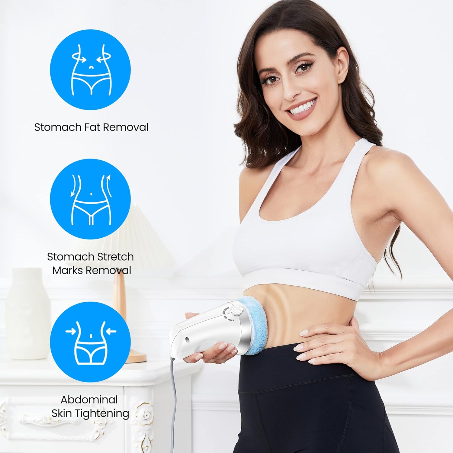 WLCMRD Máquina para esculpir el cuerpo, masajeador eléctrico de celulitis con 6 almohadillas lavables, masajeador para esculpir el cuerpo, piernas y