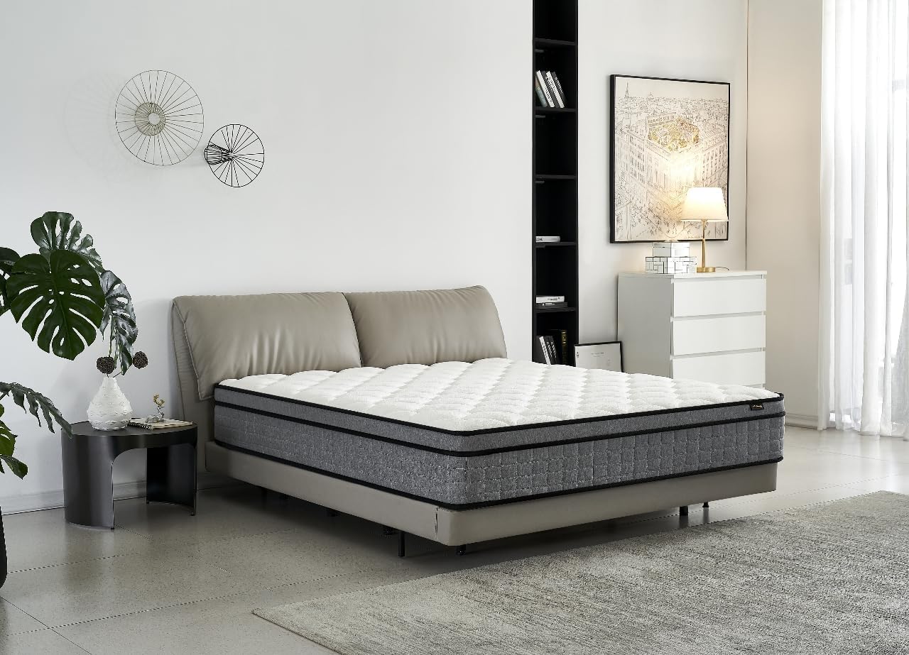 Container Furniture Direct Colchón híbrido tamaño Queen de 12 pulgadas en una caja, cojín de cama con espuma viscoelástica con infusión de gel,