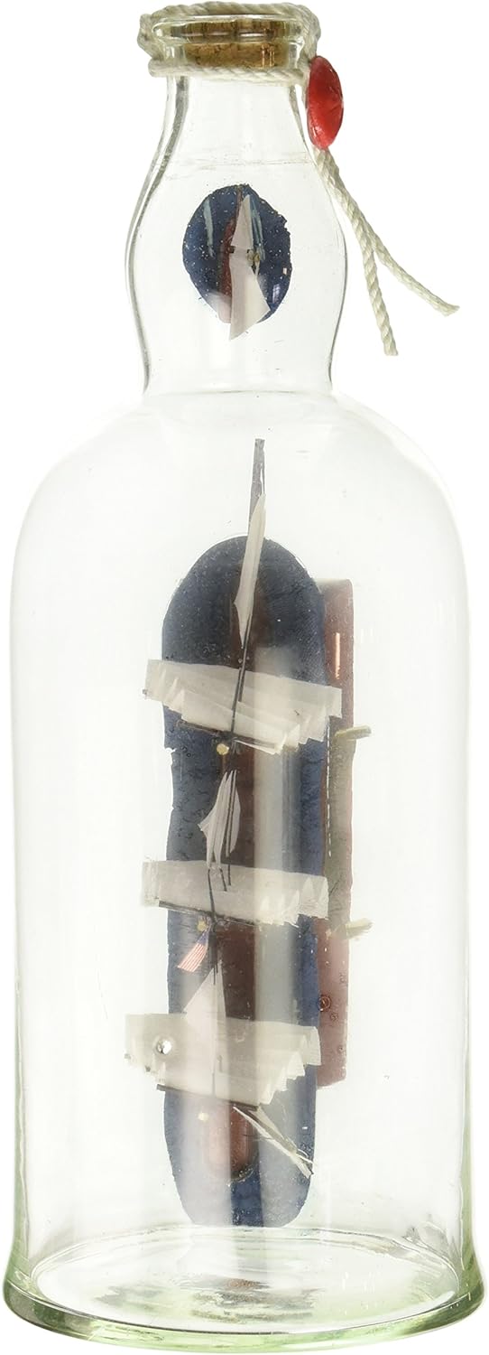 Hampton Nautical USS Constitution Modelo de barco en una botella de vidrio, 11 pulgadas, marrón