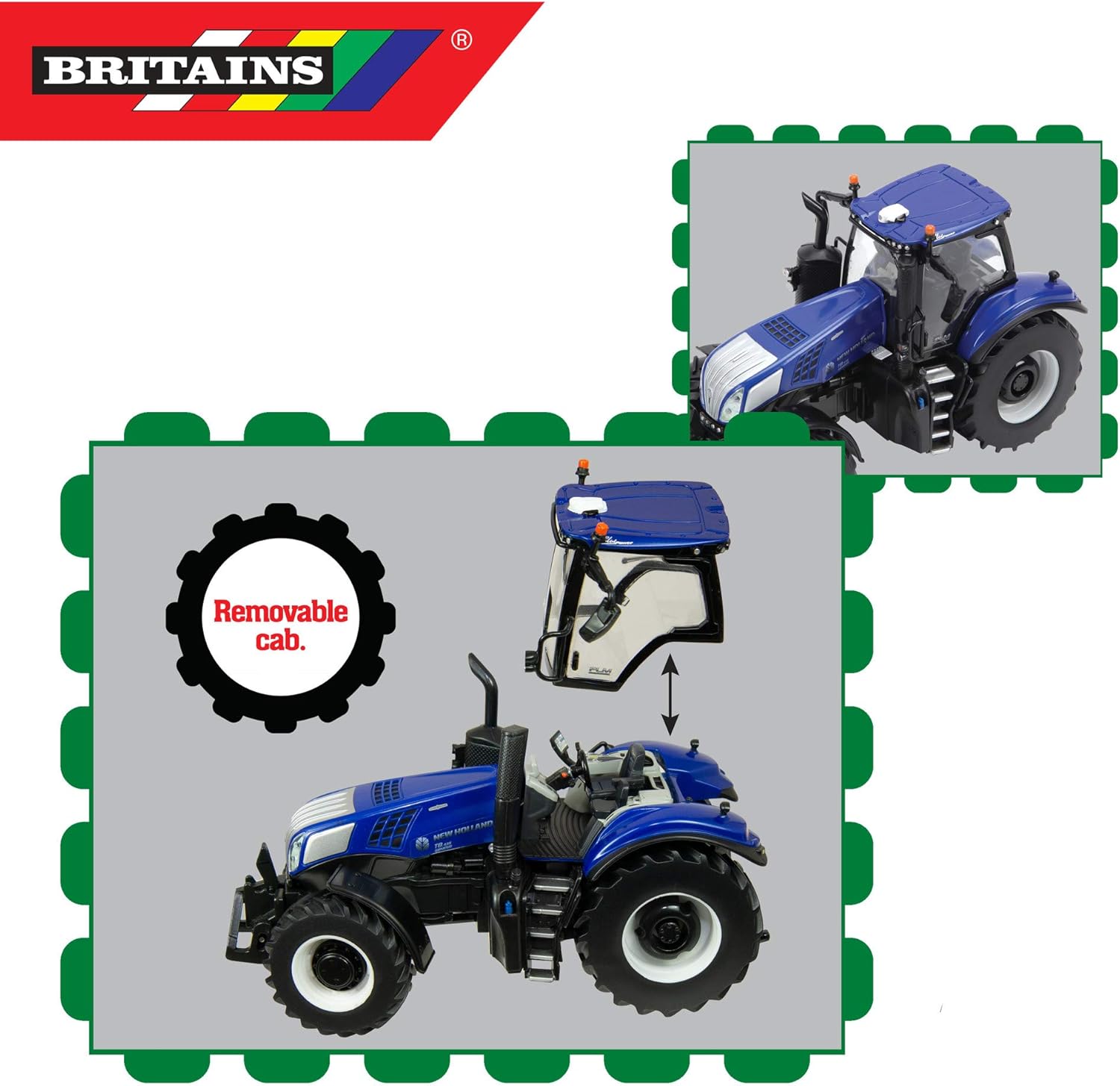Britains 43216 T8 Traktor New Holland T8.435 – Juego coleccionable para niños, tractor compatible con todos los juguetes de granja a escala 132,