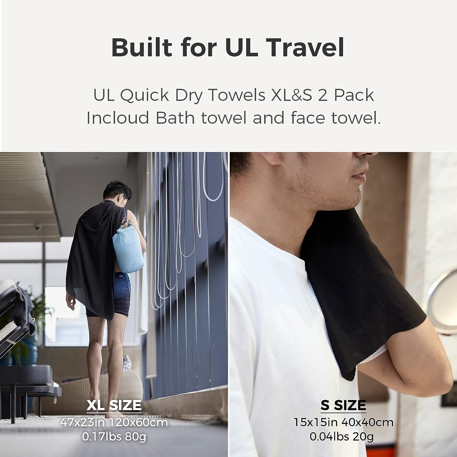 Toalla ultraligera de secado rápido, toallas de microfibra de secado rápido con bolsillo compacto plegable para toalla de viaje, toallas de playa de