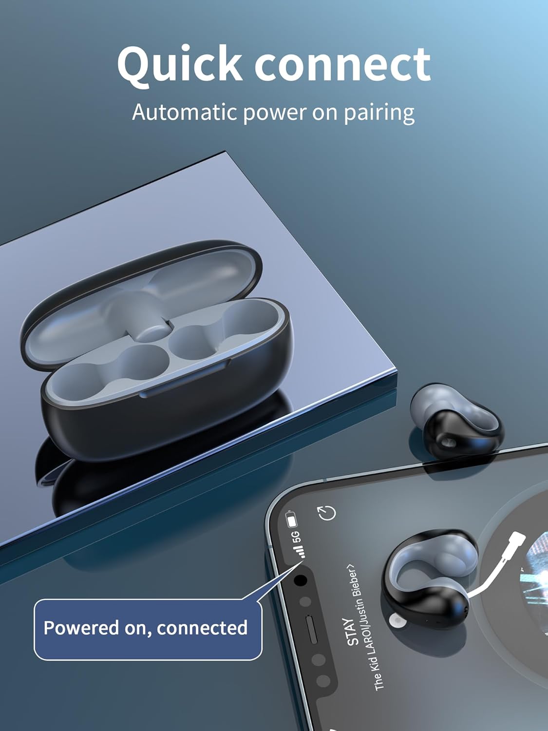 Auriculares de oído abierto, auriculares deportivos Bluetooth, auriculares abiertos, auriculares inalámbricos mini para ciclismo, conducción,