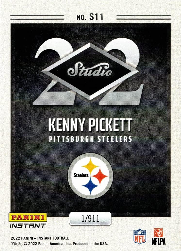 2022 Panini Instant Studio Football #S11 Kenny Pickett Rookie Card Steelers – Only 911 made
