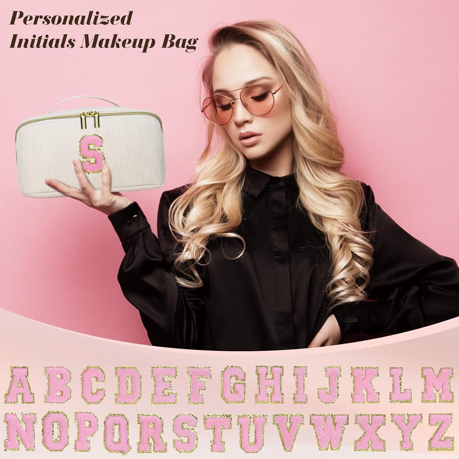 DTBG Bolsa de cosméticos de viaje de gran capacidad, Beige, K
