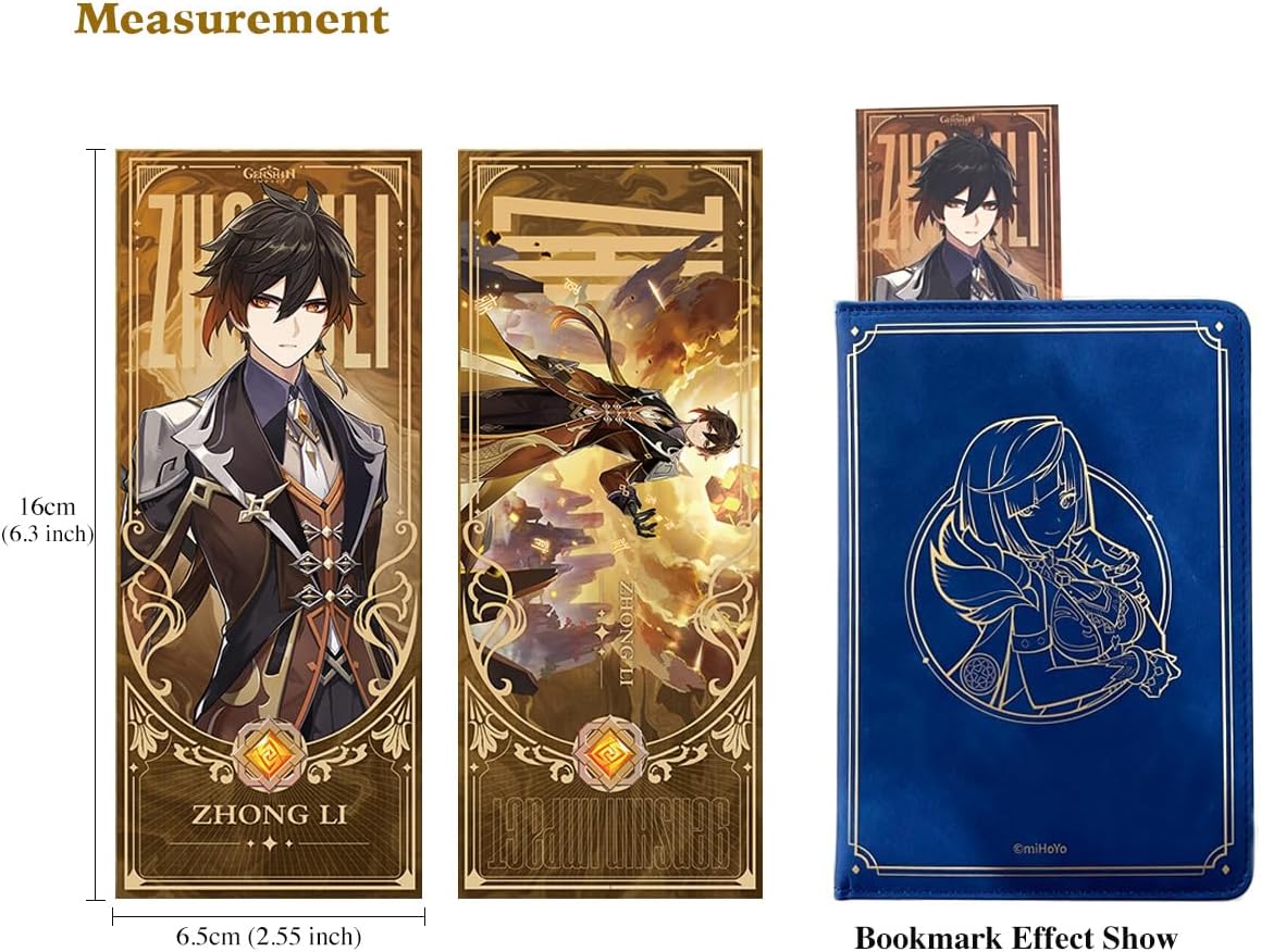 Genshin Impact – Marcadores de tarjetas de regalo, 6.3 x 2.55 pulgadas, marcadores de tarjetas de papel de impresión láser para colección o uso de