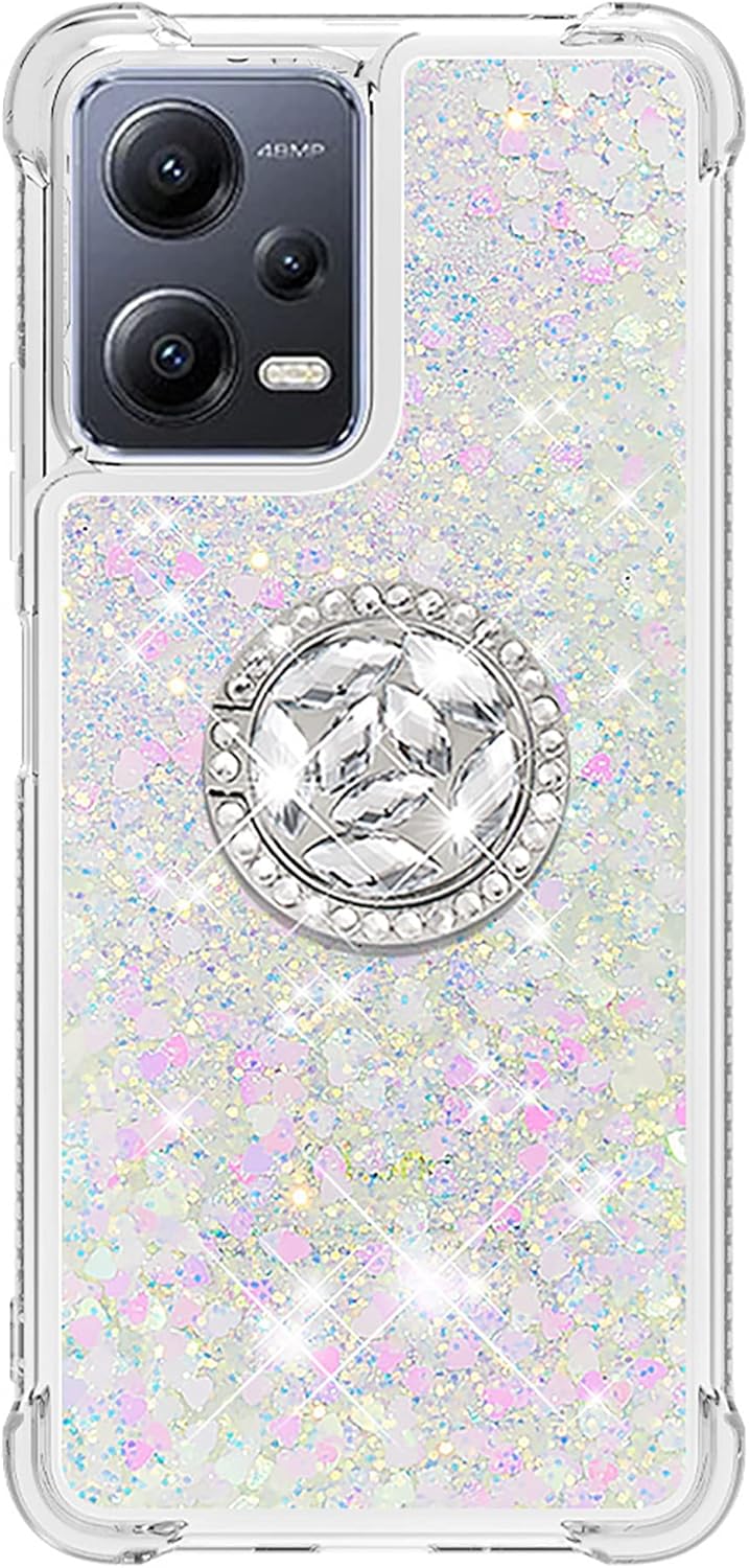 CCSmall Funda brillante transparente brillante con purpurina para Xiaomi Redmi Note 12 5G (no 4G), cubierta de arena movediza líquida fluida con