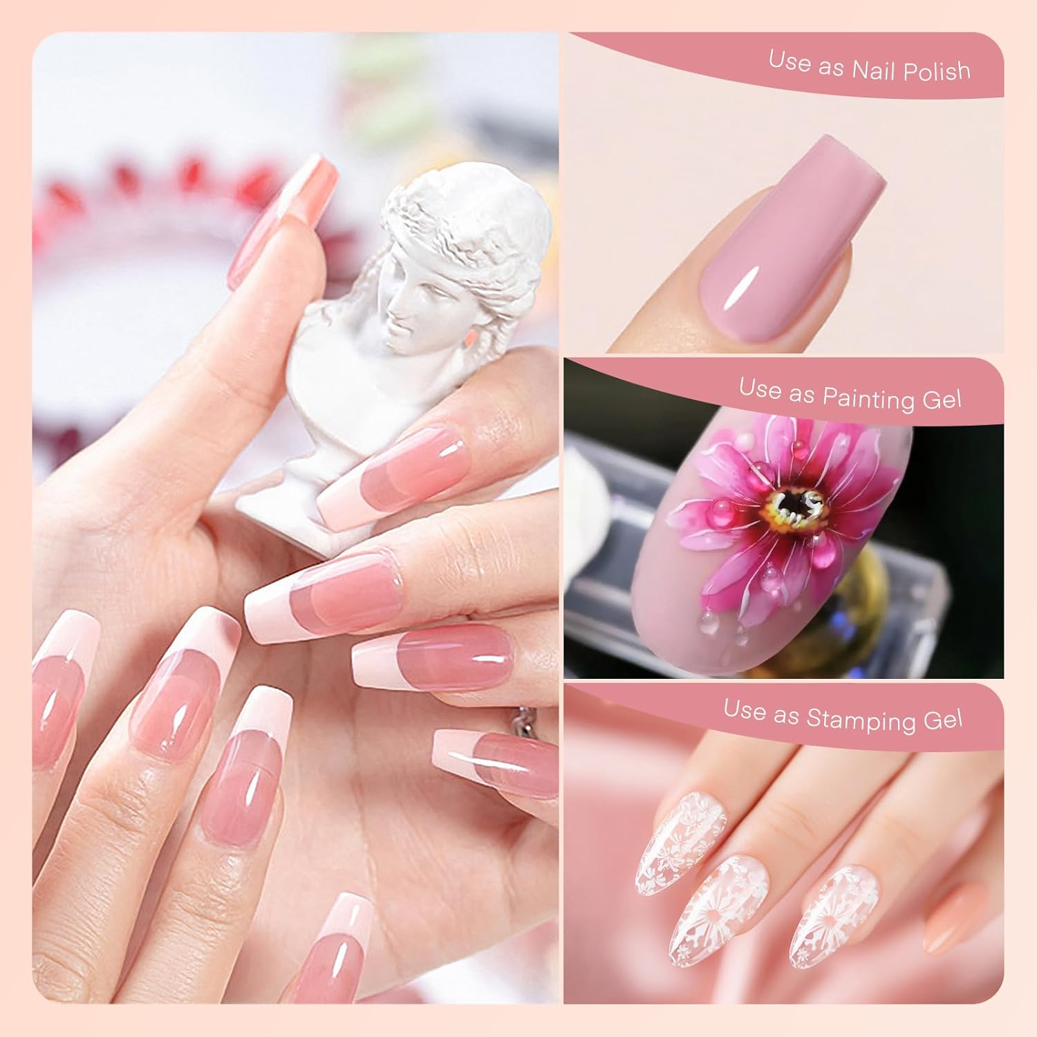 Pet Baby Esmalte de estampación de uñas, 12 colores de sellado, geles de estampación, gel de esmalte de uñas para sello de uñas, sello de placa de