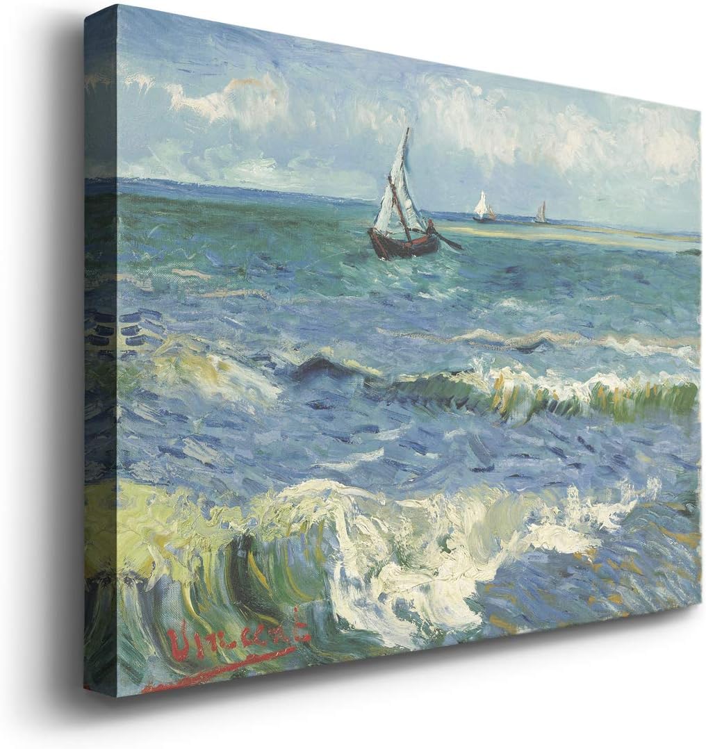 Renditions Gallery Paisaje marino en Saintes-Maries por Vincent Van Gogh impreso, famosa reproducción de pintura, impresión en lienzo de alta