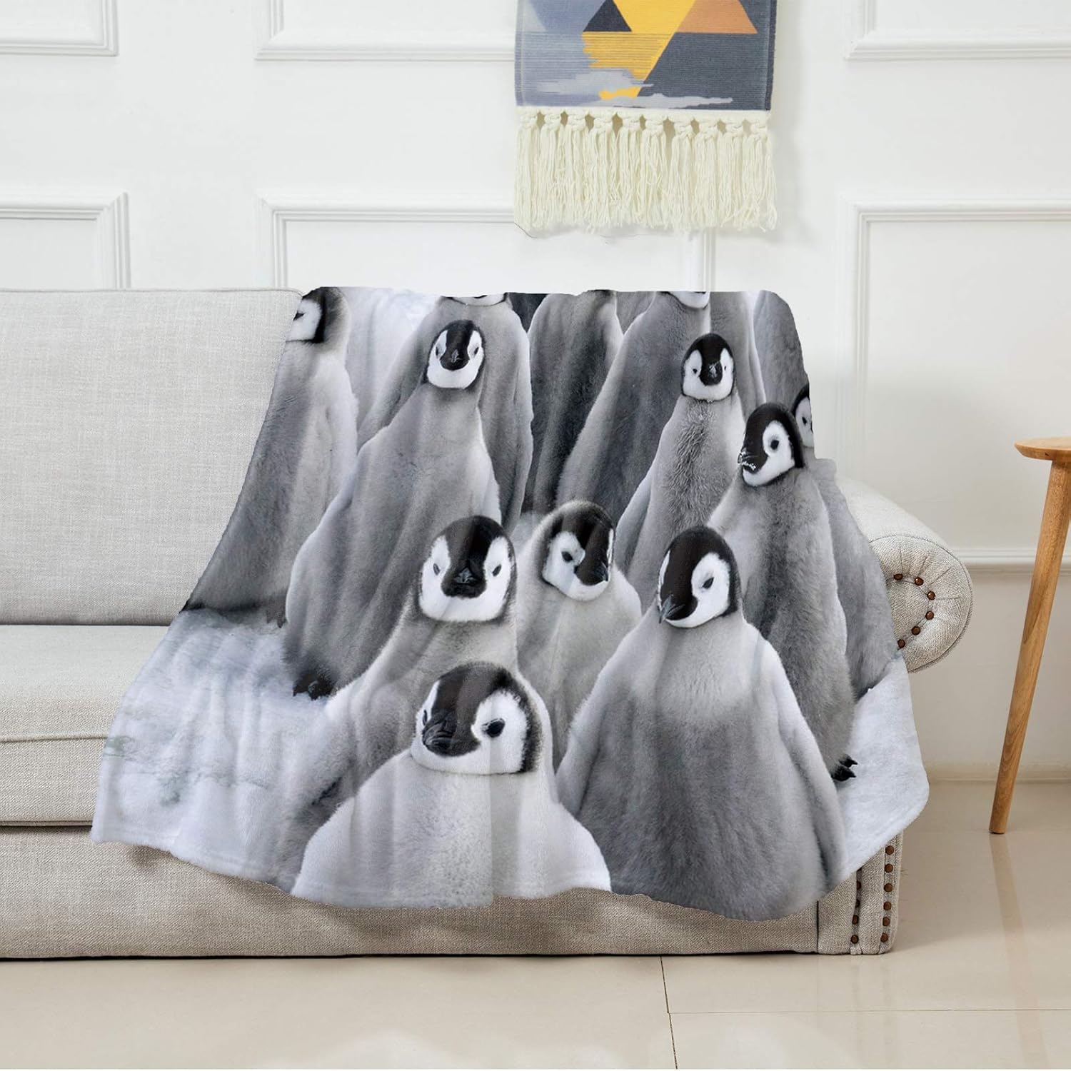 Manta de franela de vellón gris de pingüino, suave, acogedora, cómoda, cálida, linda, ligera, para mujeres, adultos, niñas, regalos de invierno,