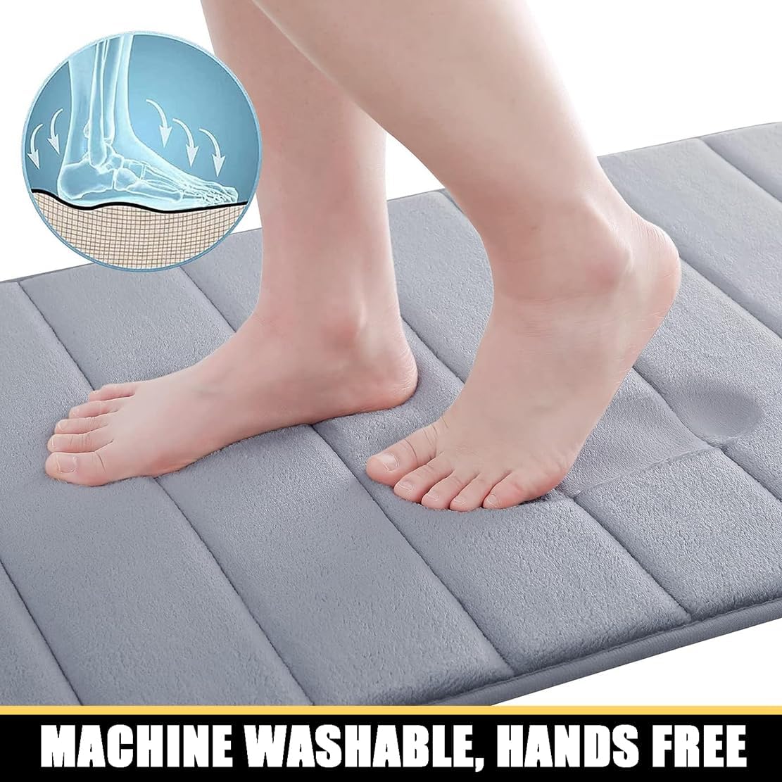 NIOKIT Tapete grueso de espuma viscoelástica para baño, antideslizante, fuerte absorbente de agua, lavable a máquina, ultra suave, cómodo, tapete