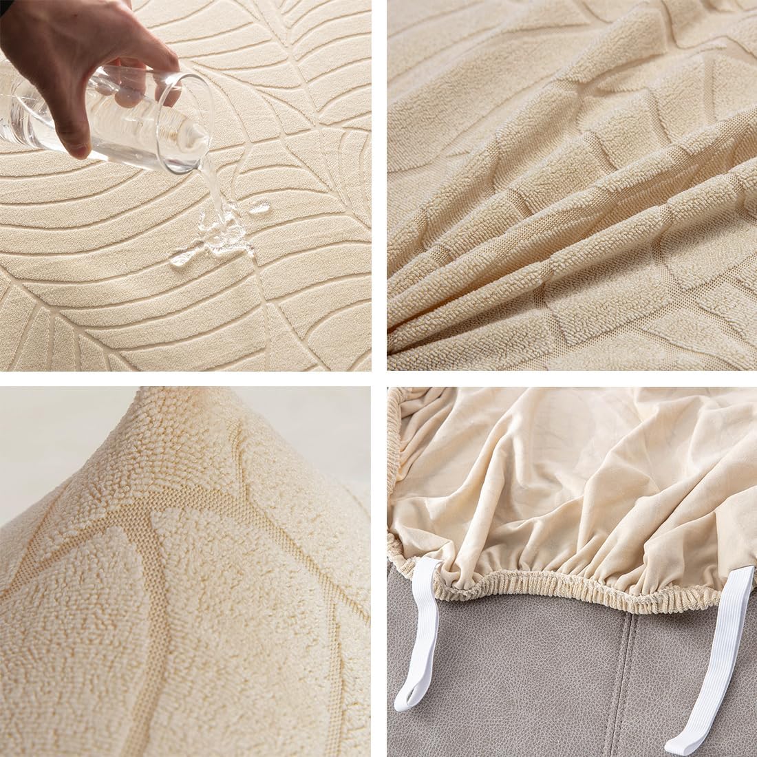 vctops Fundas repelentes al agua para sofá reclinable de 8 piezas, diseño de hojas jacquard, elásticas, suaves para sofá reclinable de 3 cojines,