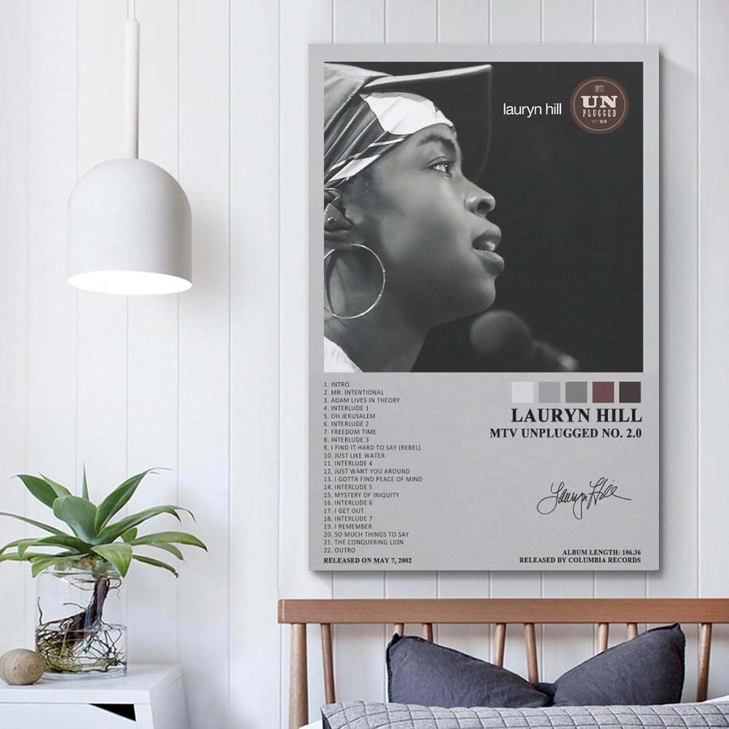 OrdaLi Lauryn Hill MTV Unplugged No. 2.0 Póster de lienzo popular, impresiones estéticas, arte de pared, decoración de habitación, regalo, 16 x 24