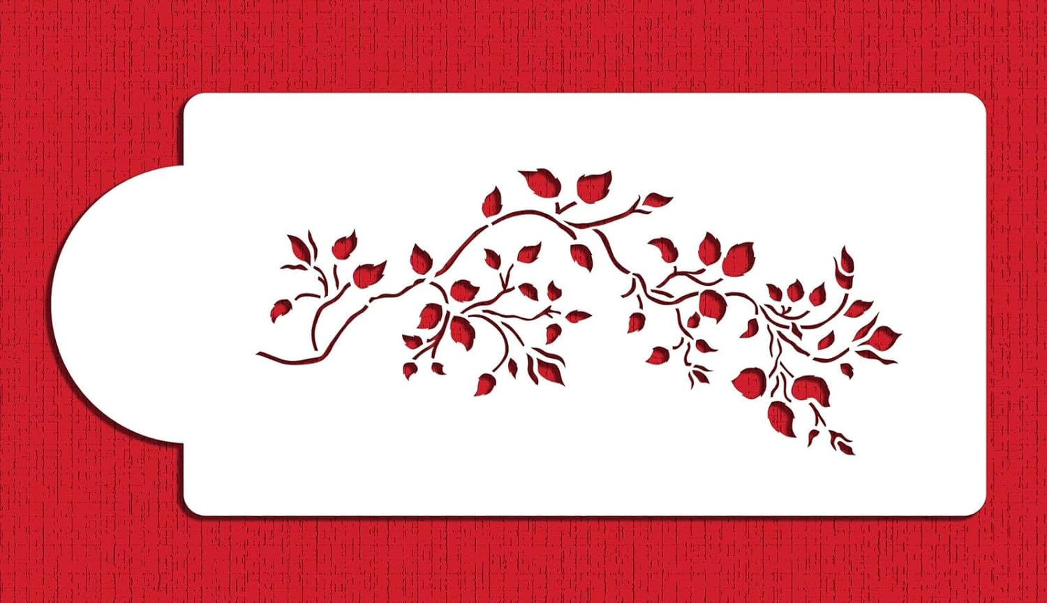Designer Stencils C047Rosebud Vine para decorar tartas, color beigesemitransparente by Designer Stencils