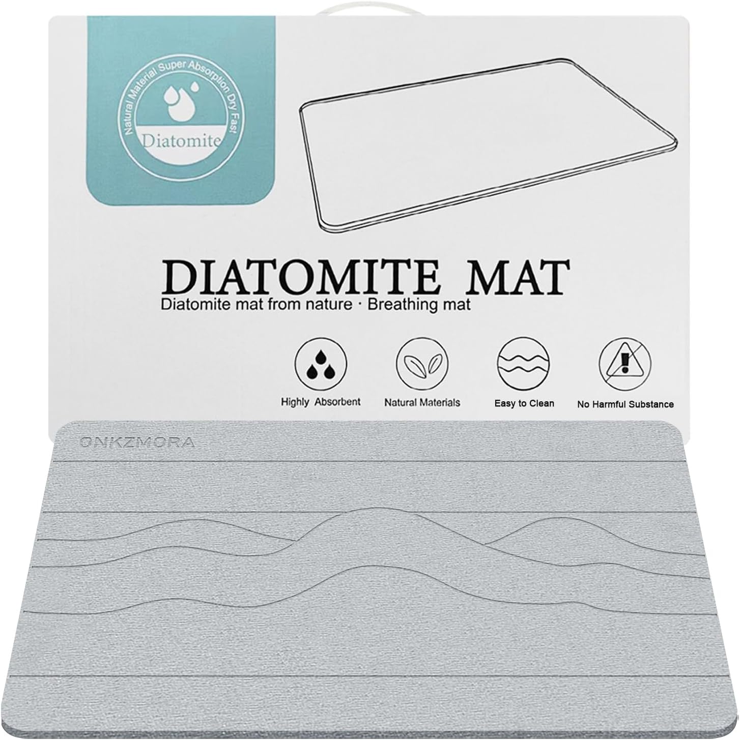 ONKZMORA Tapete de baño de piedra, tierra de diatomeas, antideslizante, de secado rápido, absorbente, de diatomita, tapete de baño de ducha de
