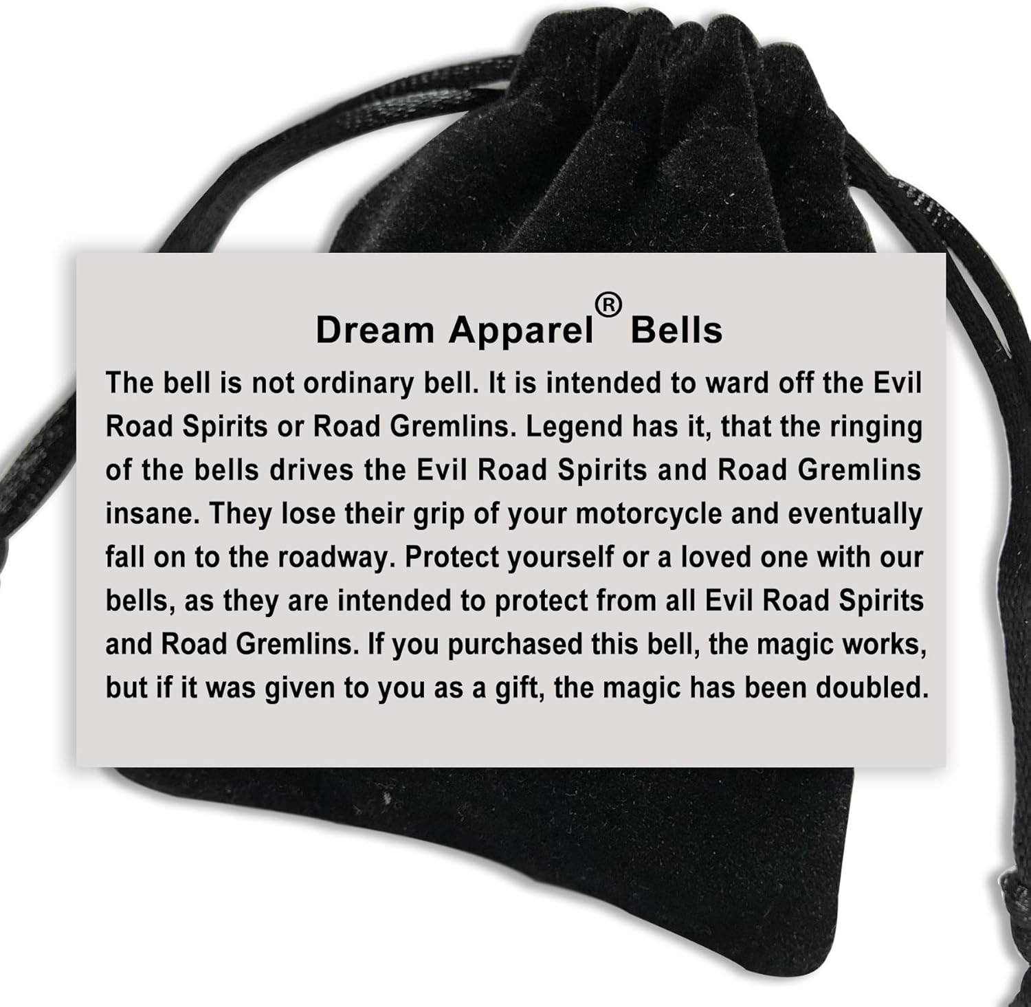 Dream Apparel Paquete de 2 campanas de motocicleta para motociclistas, hombres y mujeres, campanas de ángel con colgadores de campana, accesorios de