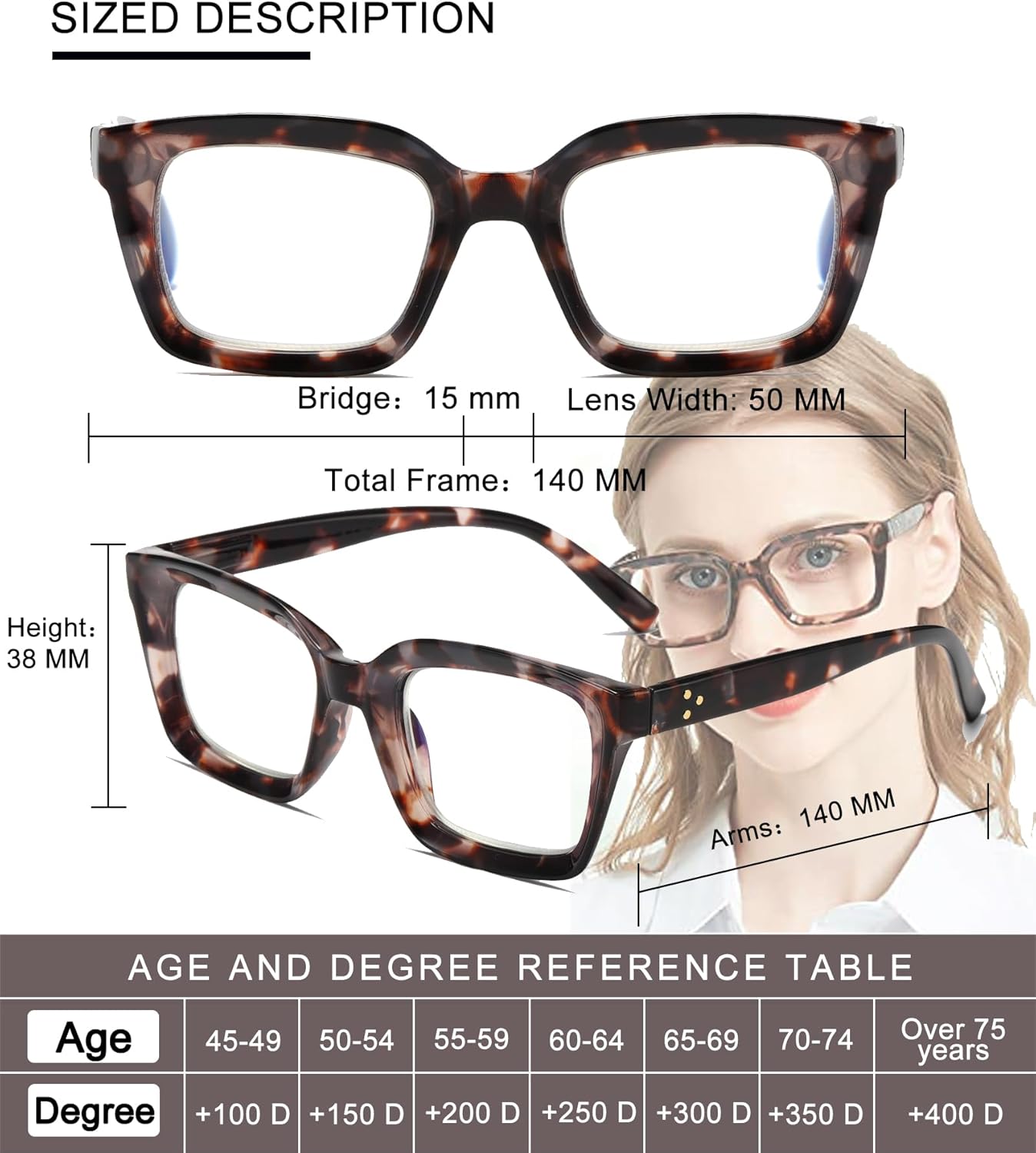 Hubeye 4 pares de lentes de lectura retro de gran tamaño con marco grande para hombres y mujeres, cuadrados, estilo Oprah, bloqueo de luz azul,