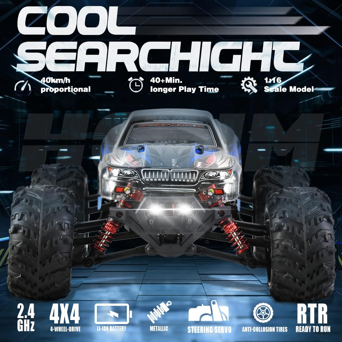 Hosim 116 RC Car 36+KMH, 116 Rc Monster Trucks para adultos 52+KMH de alta velocidad 4X4 todos los terrenos impermeable todoterreno grado afición