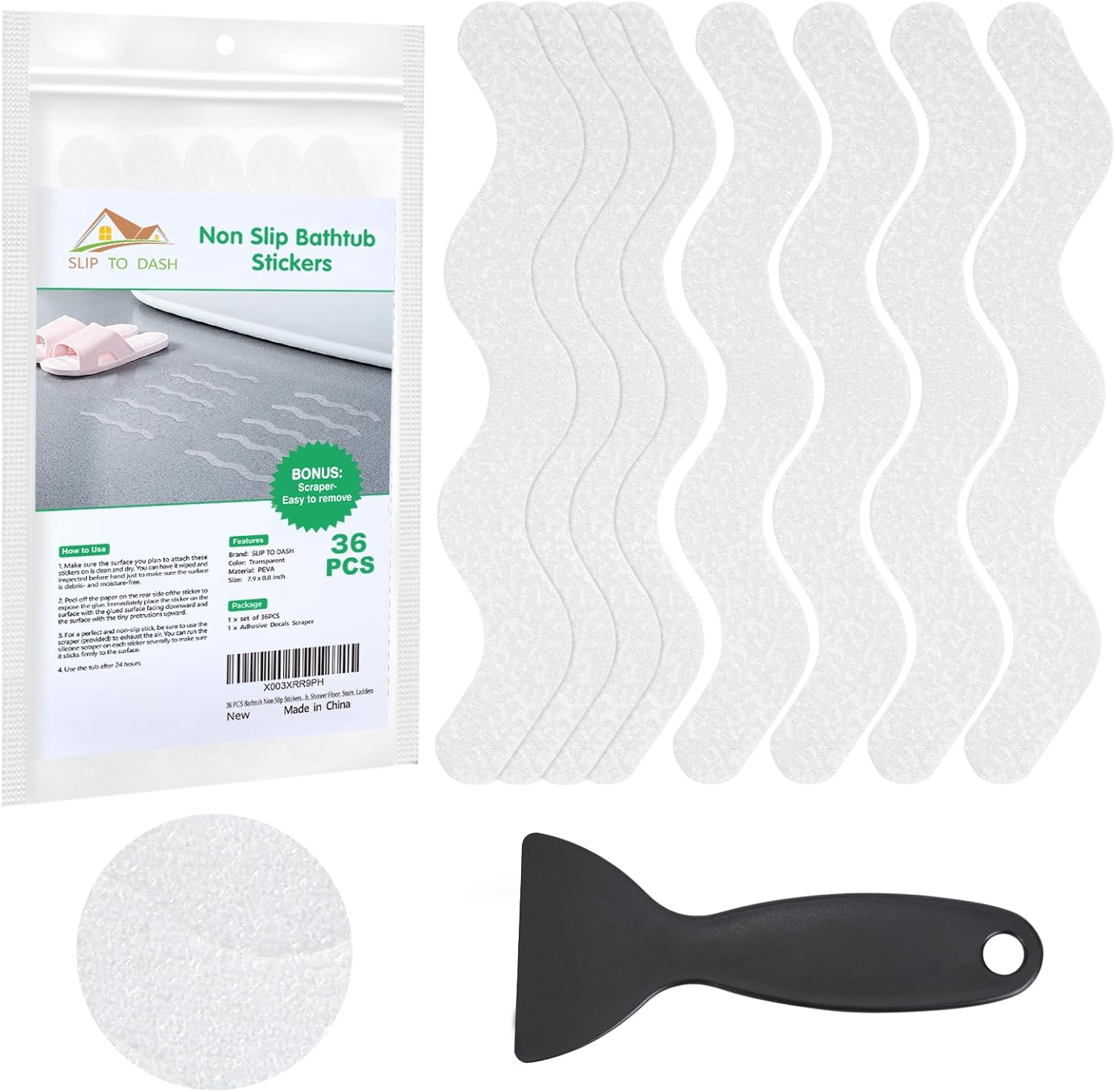 36 calcomanías antideslizantes para bañera, calcomanías antideslizantes para ducha, con raspador para bañera, suelo de ducha, escaleras, escaleras
