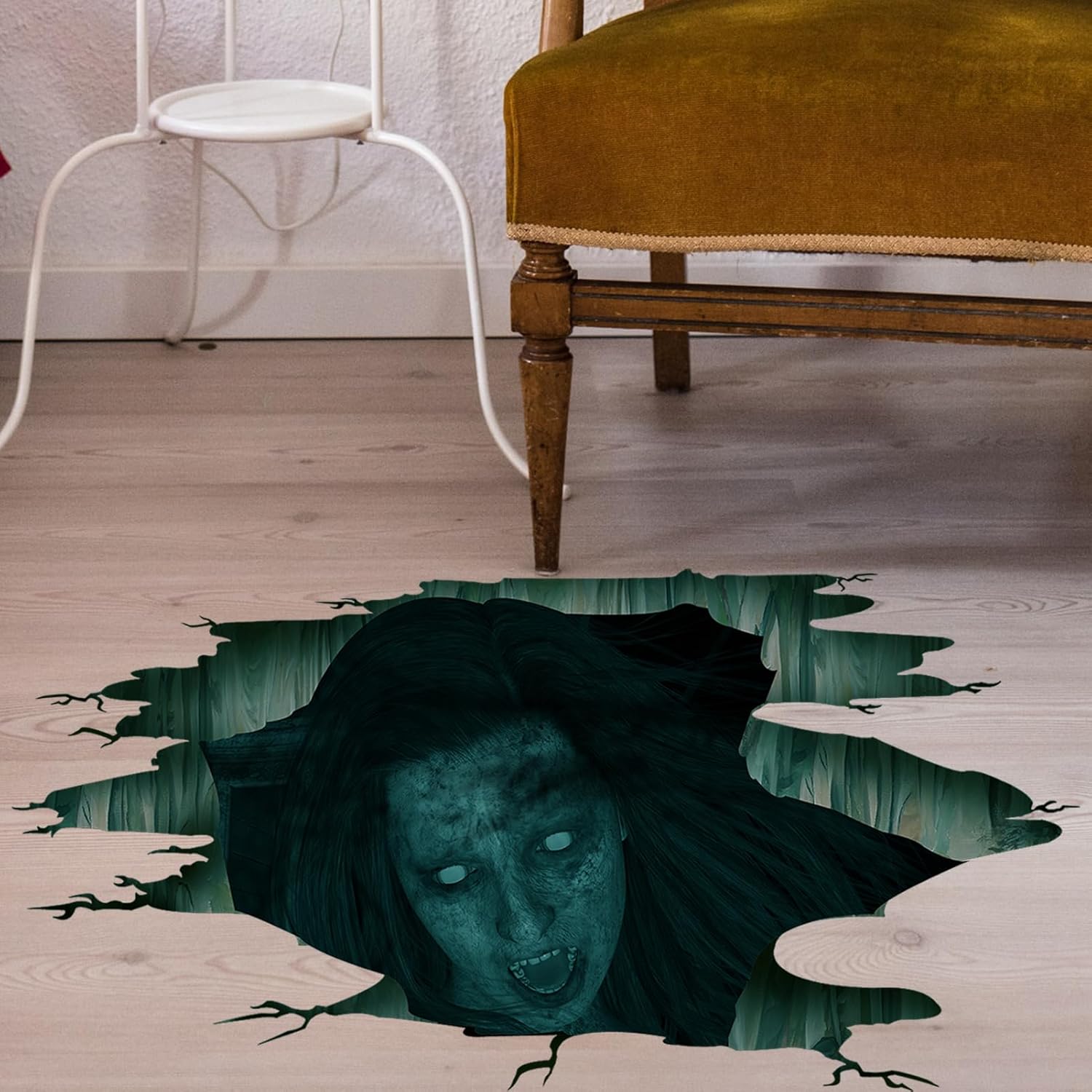 Eutecado Calcomanías 3D de pared de Halloween, diseño de fantasma ciego, rascador, calcomanías de pared para bar, pub, decoración del hogar, murales