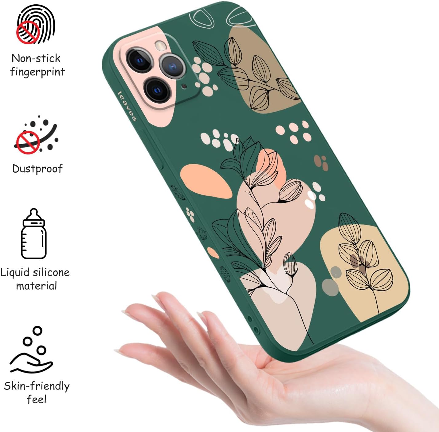 Funda para iPhone 11 Pro Max, para iPhone 11 Pro Max, funda lateral creativa Morandi Line diseño de flores, delgada, suave, a prueba de golpes,