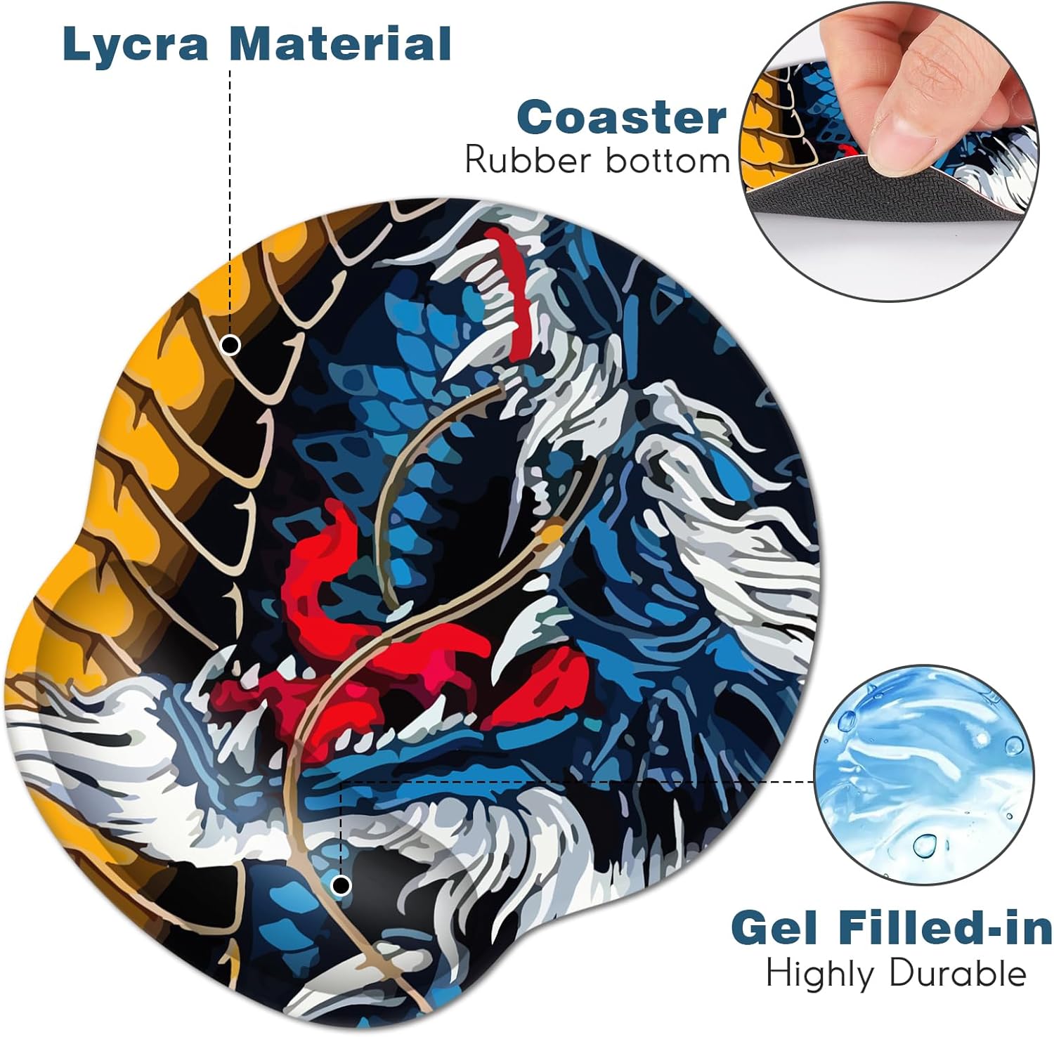 DINKY Alfombrilla de mouse ergonómica, bonita alfombrilla de mouse con gel de soporte para reposamuñecas, base de poliuretano antideslizante con