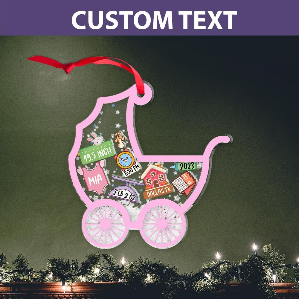 Adorno de Navidad para bebé 2024, adornos de estadísticas de nacimiento de bebé, adornos de bebé, adornos personalizados de primera Navidad para