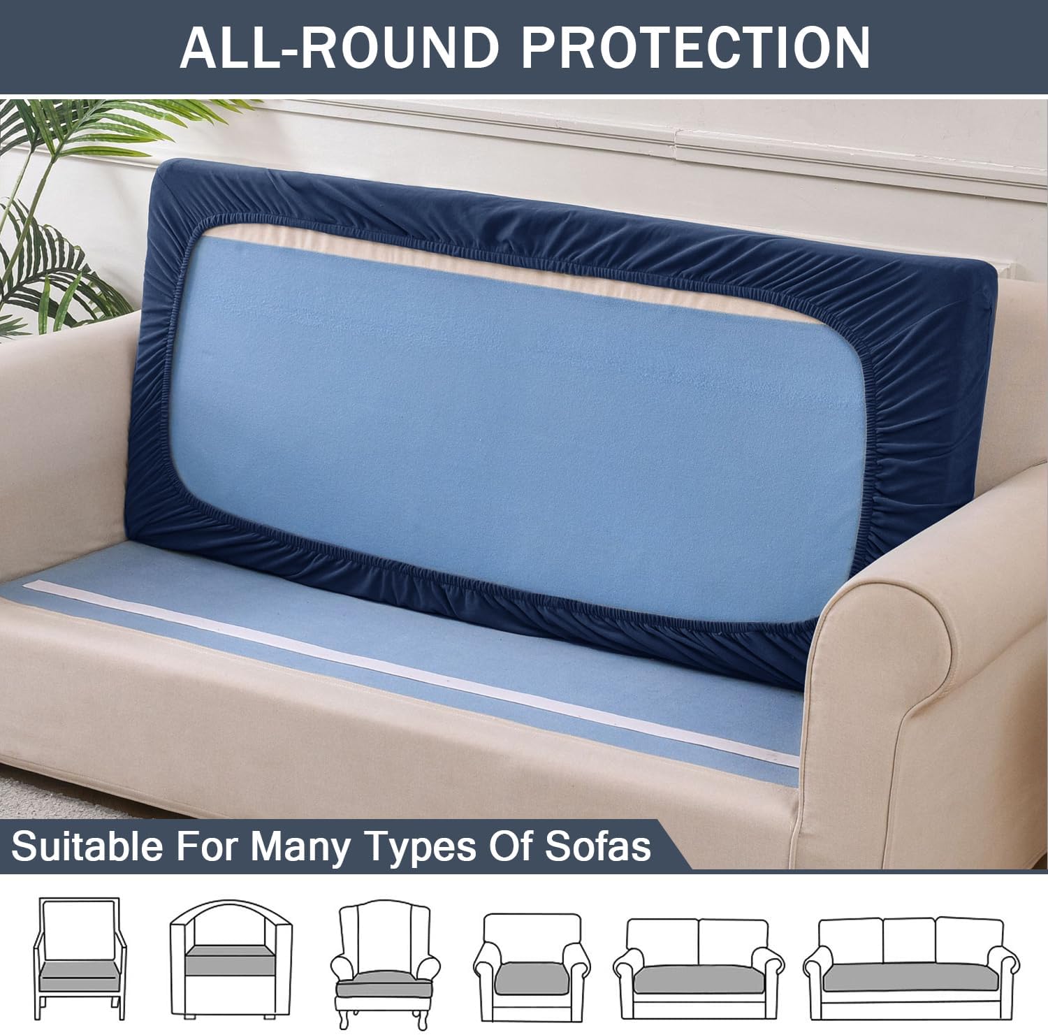 Funda de cojín elástica, de terciopelo suave, fundas de cojín de felpa para sofá de dos plazas, fundas de asiento de sofá, protector de muebles con
