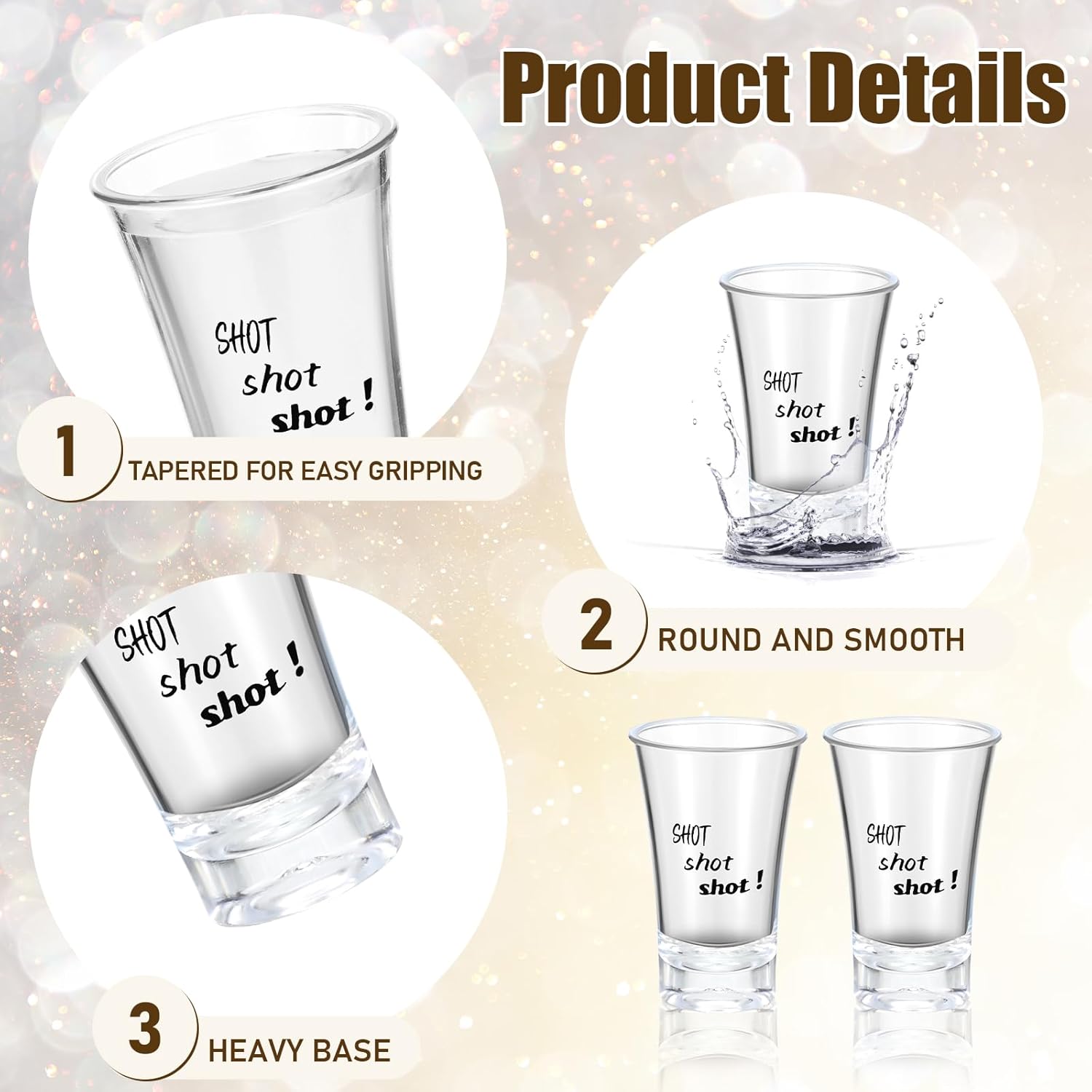 24 vasos de chupito de 1.2 onzas, coloridos vasos de chupito de acrílico con fondo pesado, vasos de chupito divertidos de plástico para licores de
