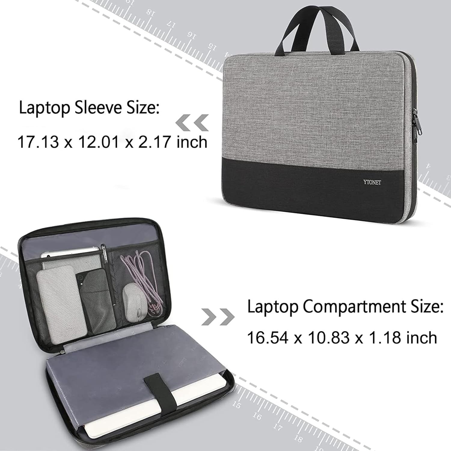 Ytonet Funda para laptop de 17 a 17.3 pulgadas, funda delgada resistente al agua TSA para laptop con asa, funda protectora duradera compatible con