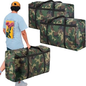 2 paquetes de bolsas de mudanza extra grandes de camuflaje de 100 L, bolsas de almacenamiento resistentes, asas envolventes de tela Oxford 600D, 2 paquetes de bolsas de mudanza extra grandes de camuflaje de 100 L, bolsas de almacenamiento resistentes, asas envolventes de tela Oxford 600D,