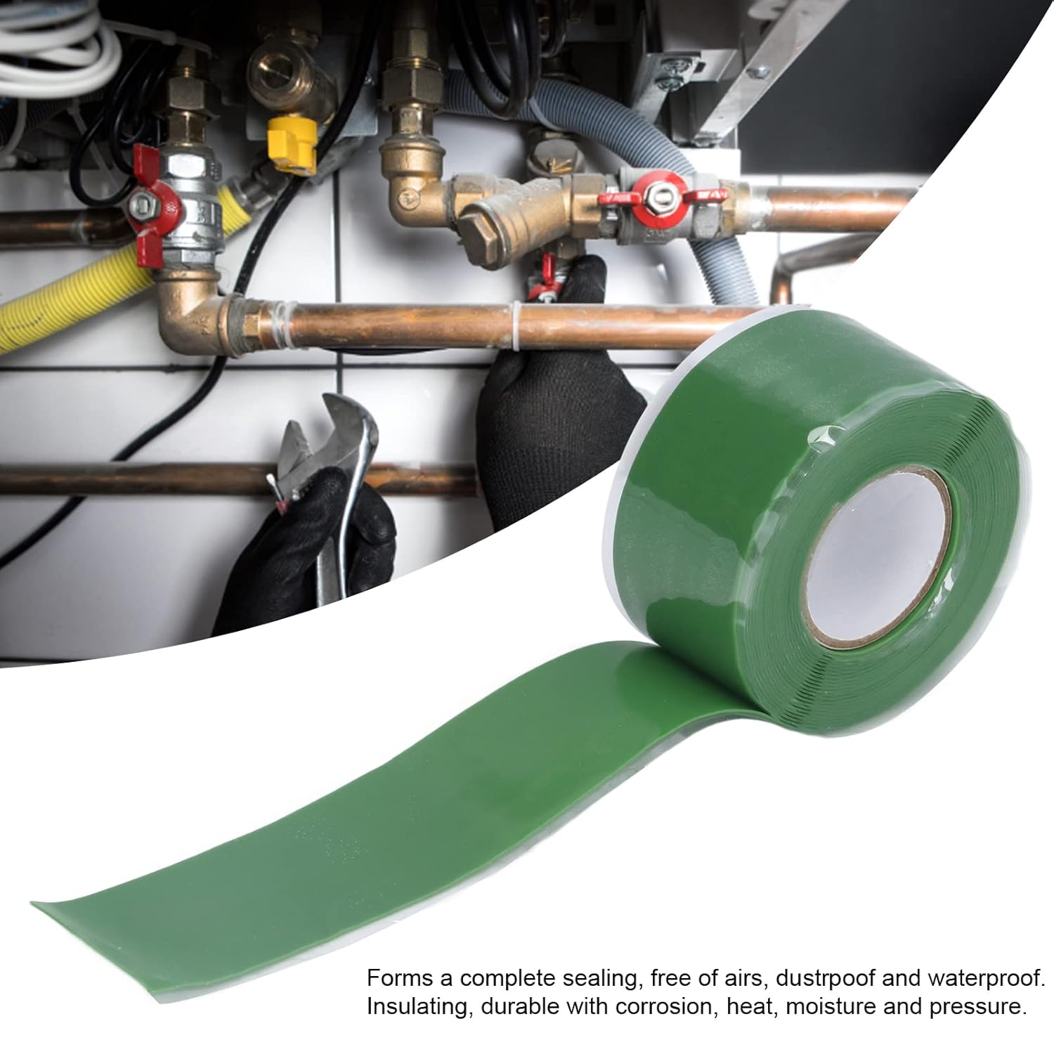 Cinta adhesiva industrial, 9.8 ft, impermeable, a prueba de polvo, de silicona, autofusible, autoadhesiva, buen sellado, 710 PSI, cinta de parche de