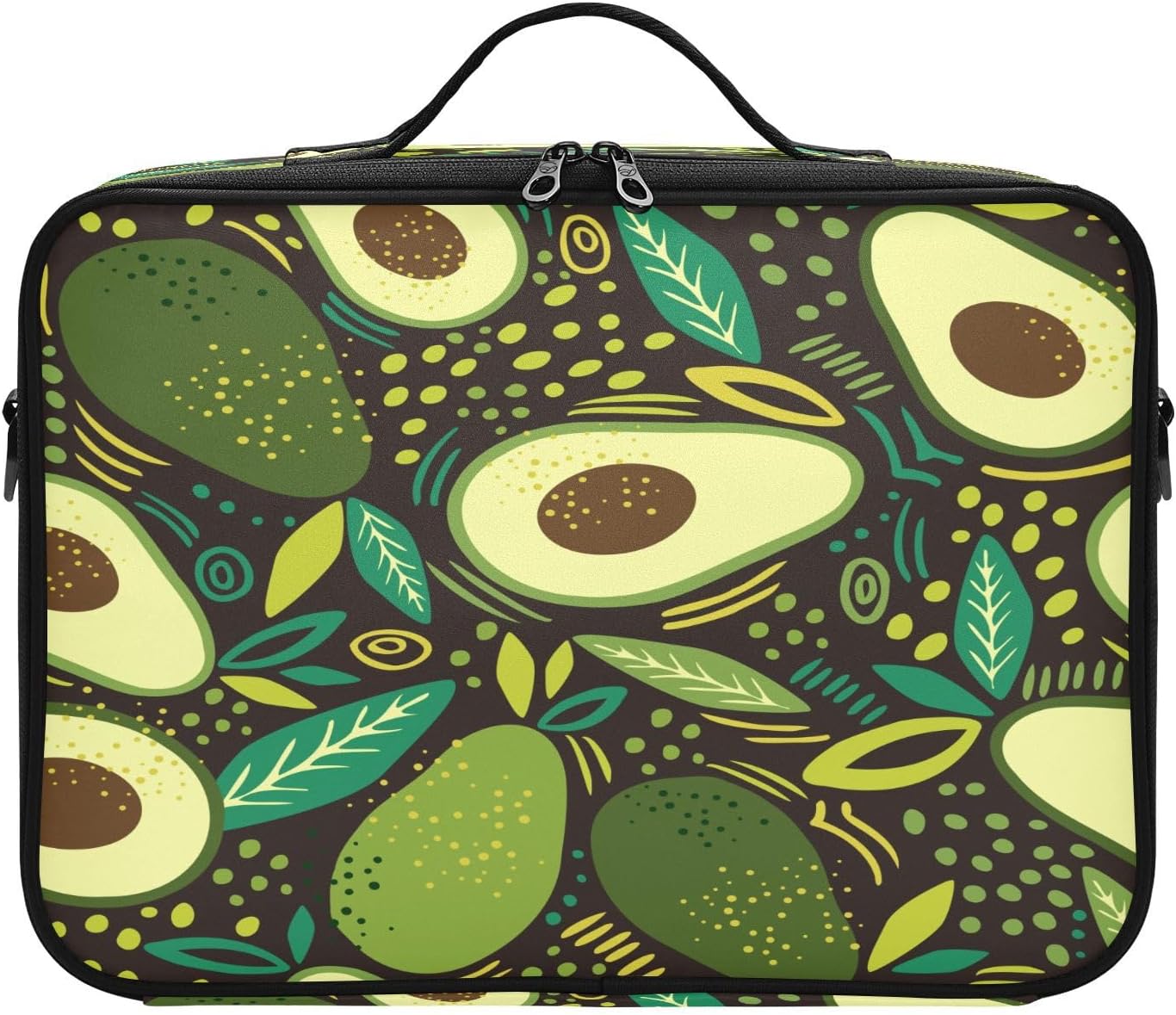 Avocado and Plant Leaf Doodle Dark cosmetic bag makeup bag travel bag for women up bag organizator travel makeup bag bolso para maquillaje men mens