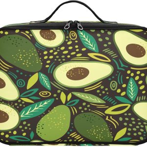 Avocado and Plant Leaf Doodle Dark cosmetic bag makeup bag travel bag for women up bag organizator travel makeup bag bolso para maquillaje men mens Avocado and Plant Leaf Doodle Dark cosmetic bag makeup bag travel bag for women up bag organizator travel makeup bag bolso para maquillaje men mens
