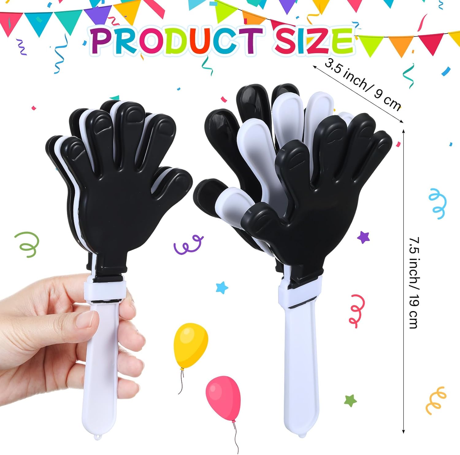 Poen 24 piezas de pinzas de mano de 7.5 pulgadas para hacer ruido, recuerdos de fiesta, aplausos de plástico, bromas de ruido, juguetes deportivos