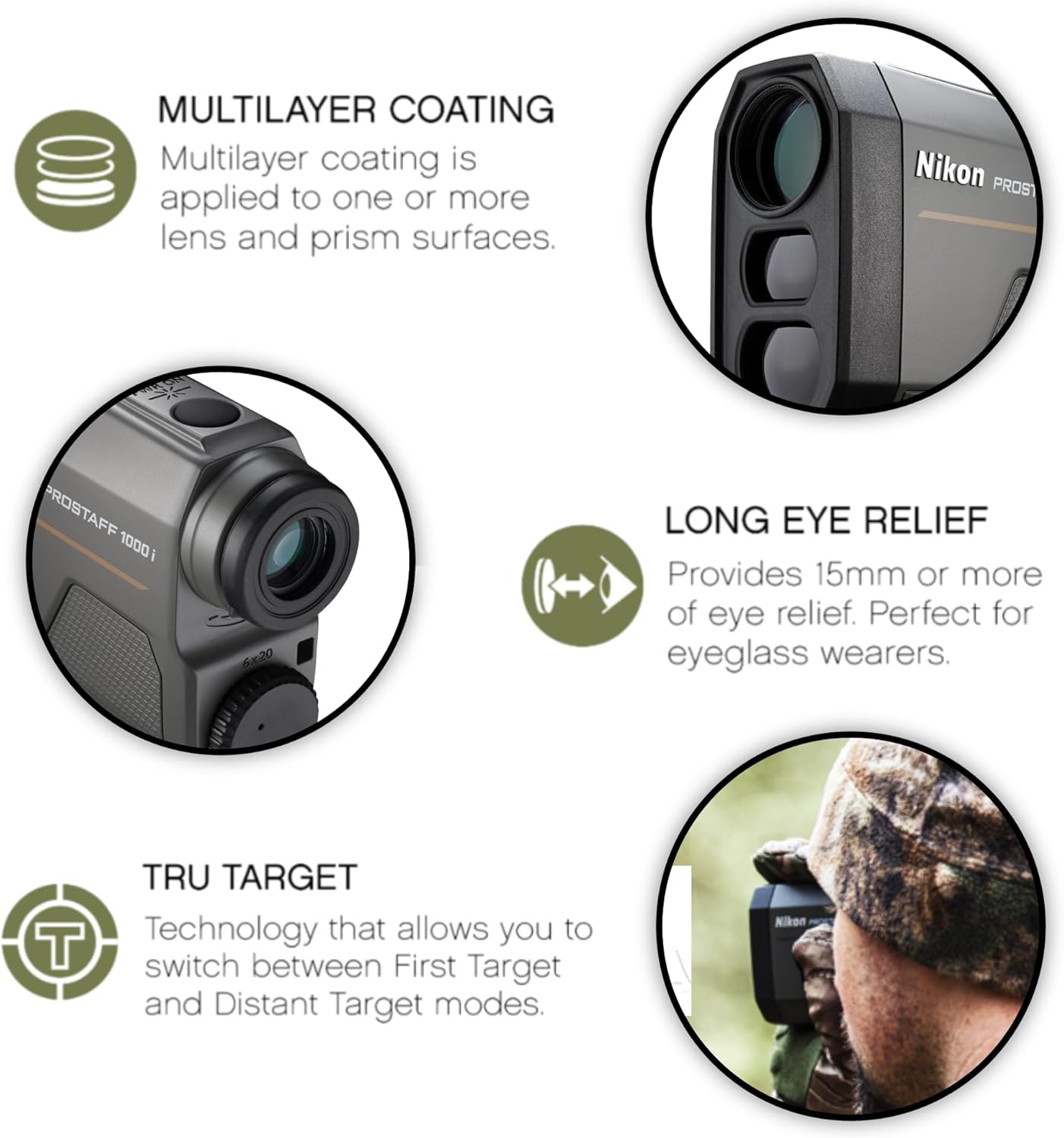 Nikon Prostaff – Telémetro láser con 3 pilas CR2 y paño de limpieza Lumintrail