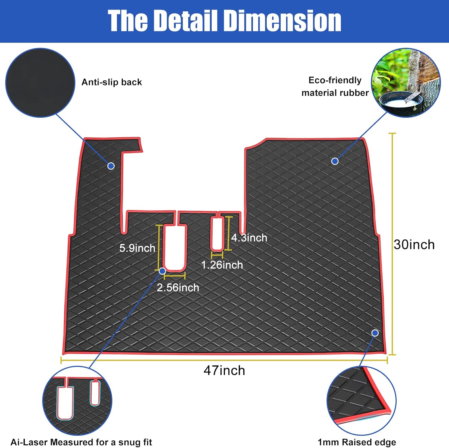 Golf Cart Floor Mat for iCon i20 i40 Golf Cart Full Coverage Floor Mat Liner  Natual Rubber Nonslip Easy to Clean