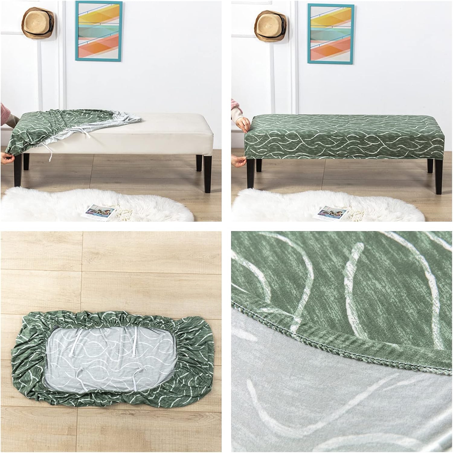 CRFATOP Funda estampada para asiento de banco de comedor, funda elástica y tapizada, extraíble y lavable, fundas para silla de comedor para