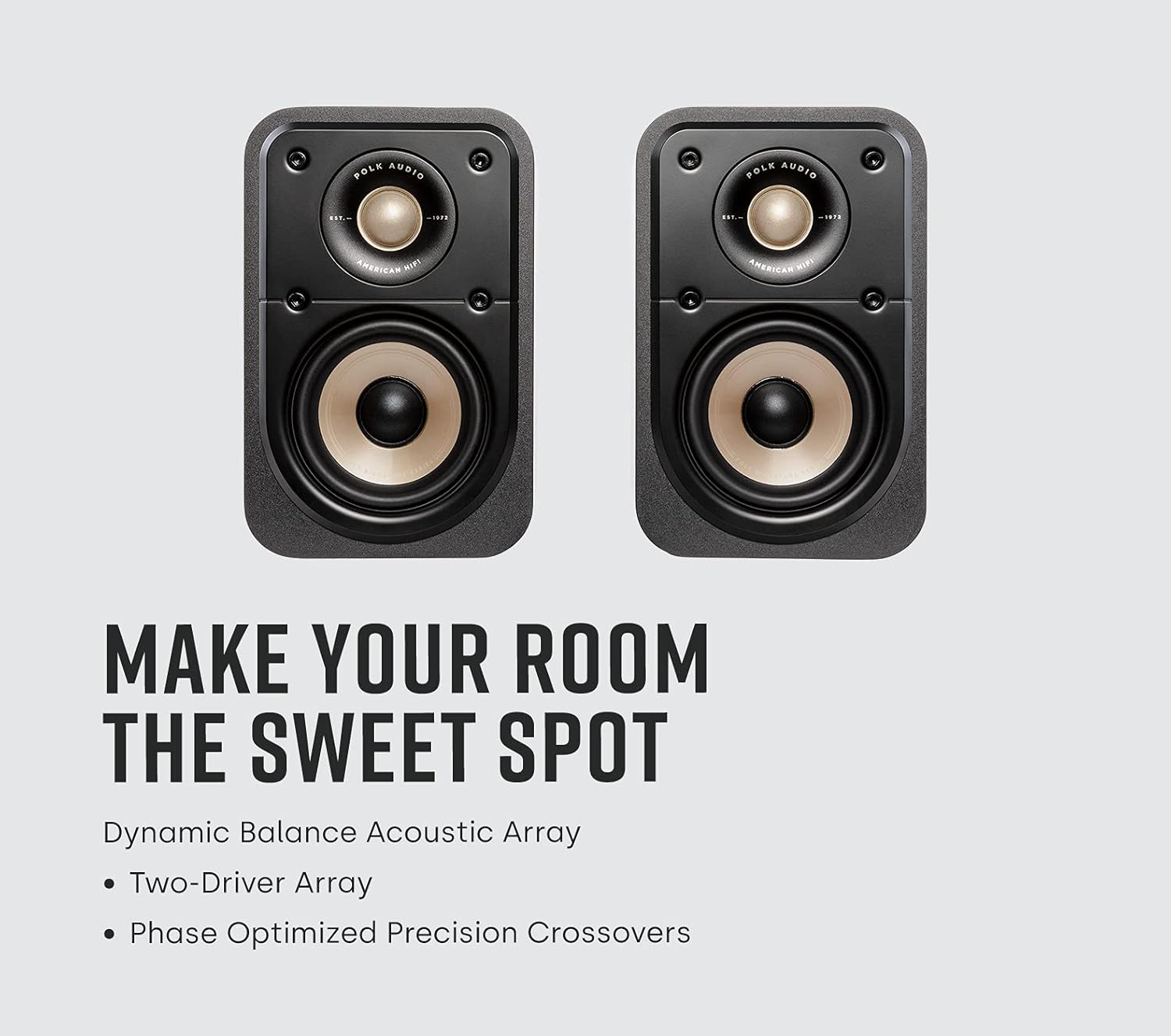 Polk Signature Elite ES20 – Altavoz de estantería, audio de alta resoluc., compatible cDolby Atmos y DTSX, tweeter de 1 pulg y woofer de 6.5 pulg,