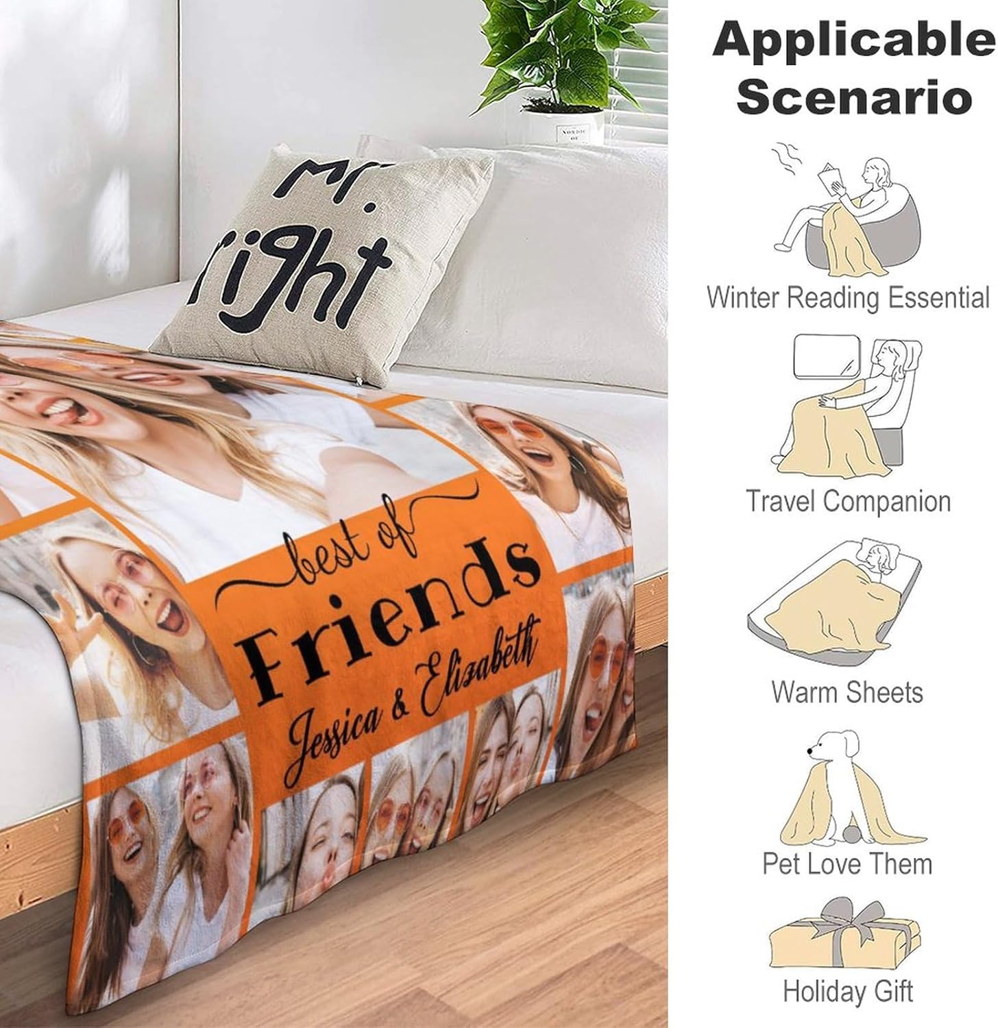 Mantas personalizadas con imágenes hechas en Estados Unidos, manta personalizada con collage de fotos personalizada para papá, mamá, esposa, marido,