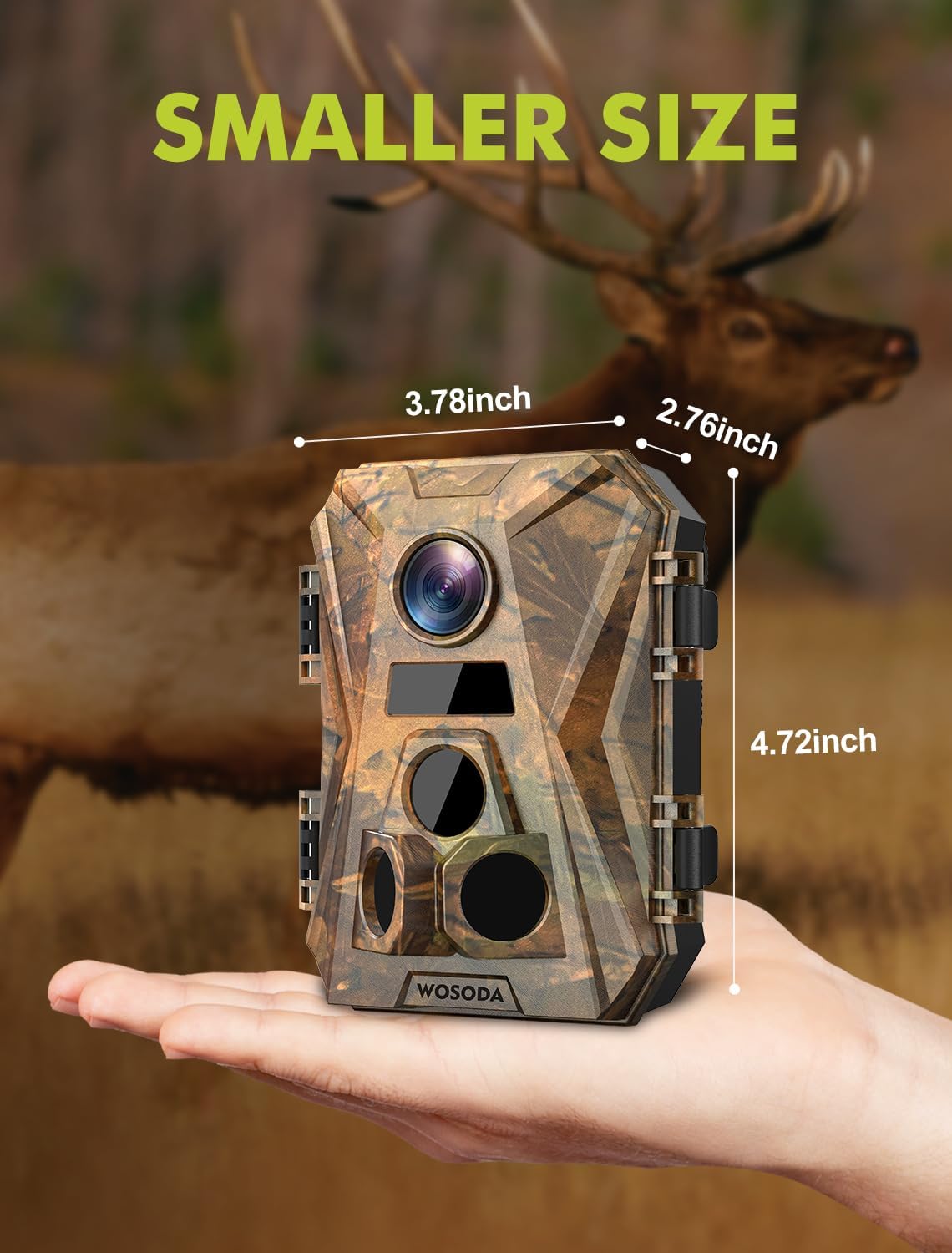 WOSODA Mini cámara de rastro 4K, juego de 36 MP con pantalla LCD de 2 pulgadas, cámara de caza de velocidad de disparo de 0.2 s con visión nocturna,