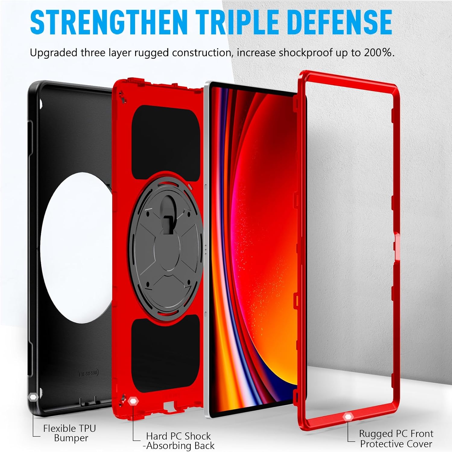 Miesherk Funda para Galaxy Tab S9 Ultra Funda a prueba de golpes de grado militar con correa de manohombro-S Soporte para bolígrafo-Soporte