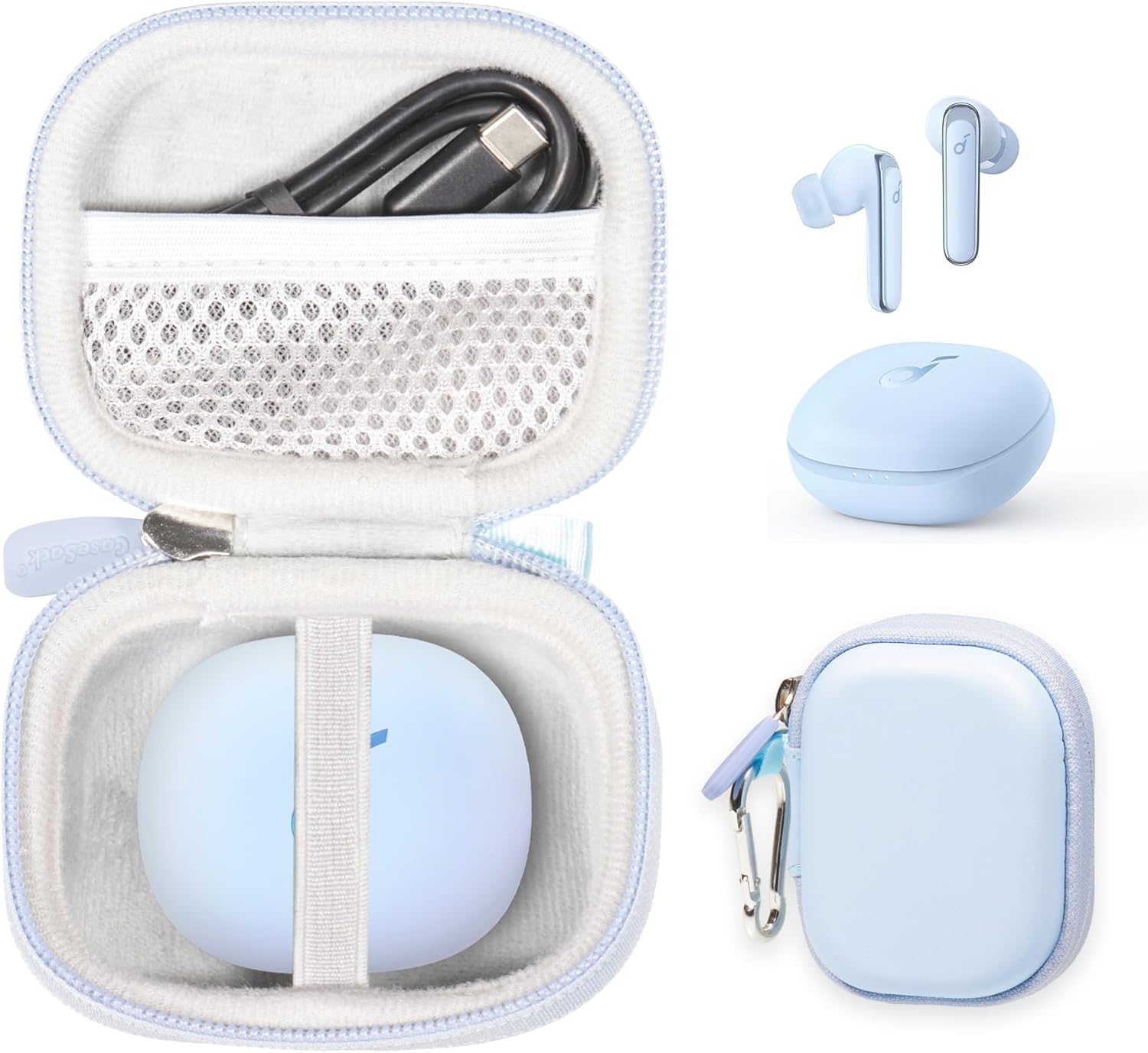 CaseSack Funda para auriculares Soundcore by Anker Life P3 con cancelación de ruido (azul cielo)