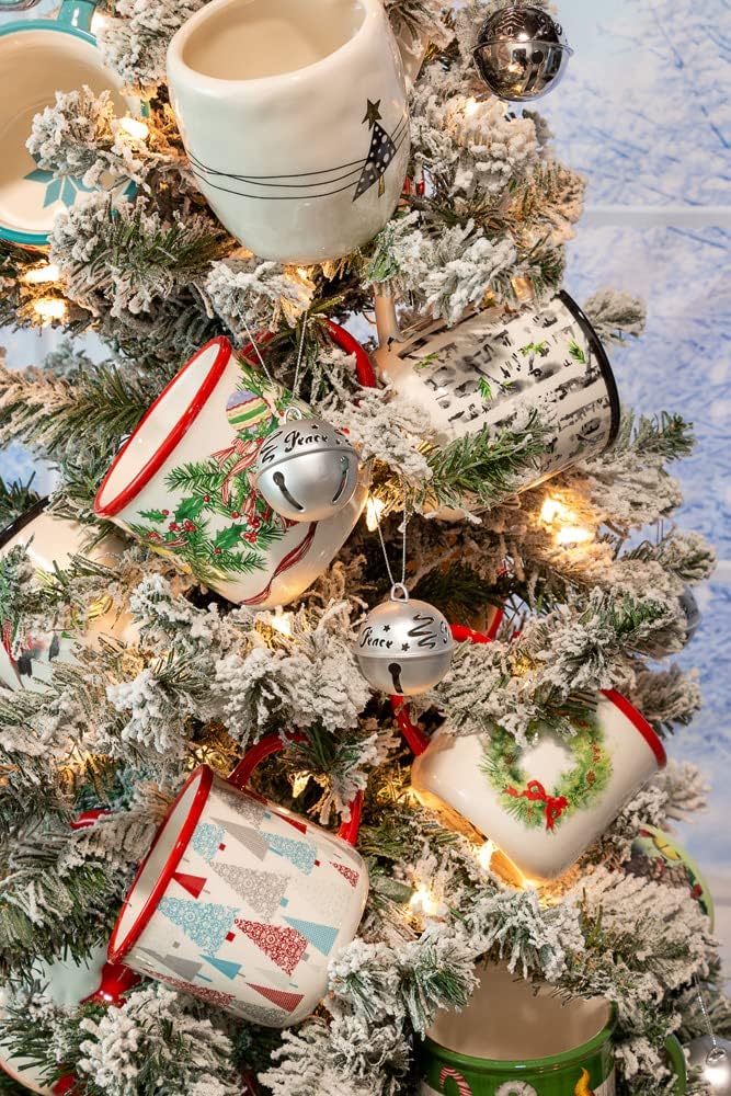 Boston International Adorno de árbol de Navidad de Navidad para vacaciones de invierno, juego de 12, color plateado